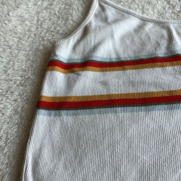 Pacsun white tank ribbed striped cropped‎ top Size Medium baby tee - Picture 2 of 6